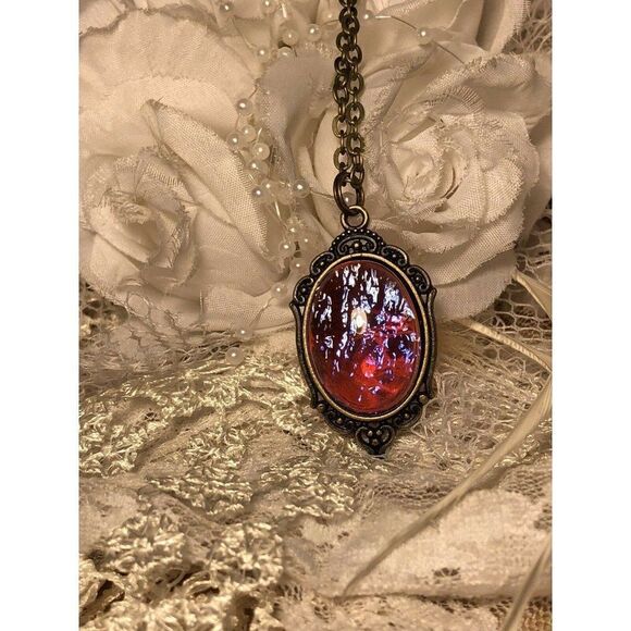 Large Mexican Fire Opal Dragons Breath Necklace - Picture 5 of 8